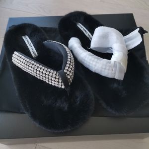 Alexander WangMotel Faux Fur Crystal-Embellished Slippers size 36